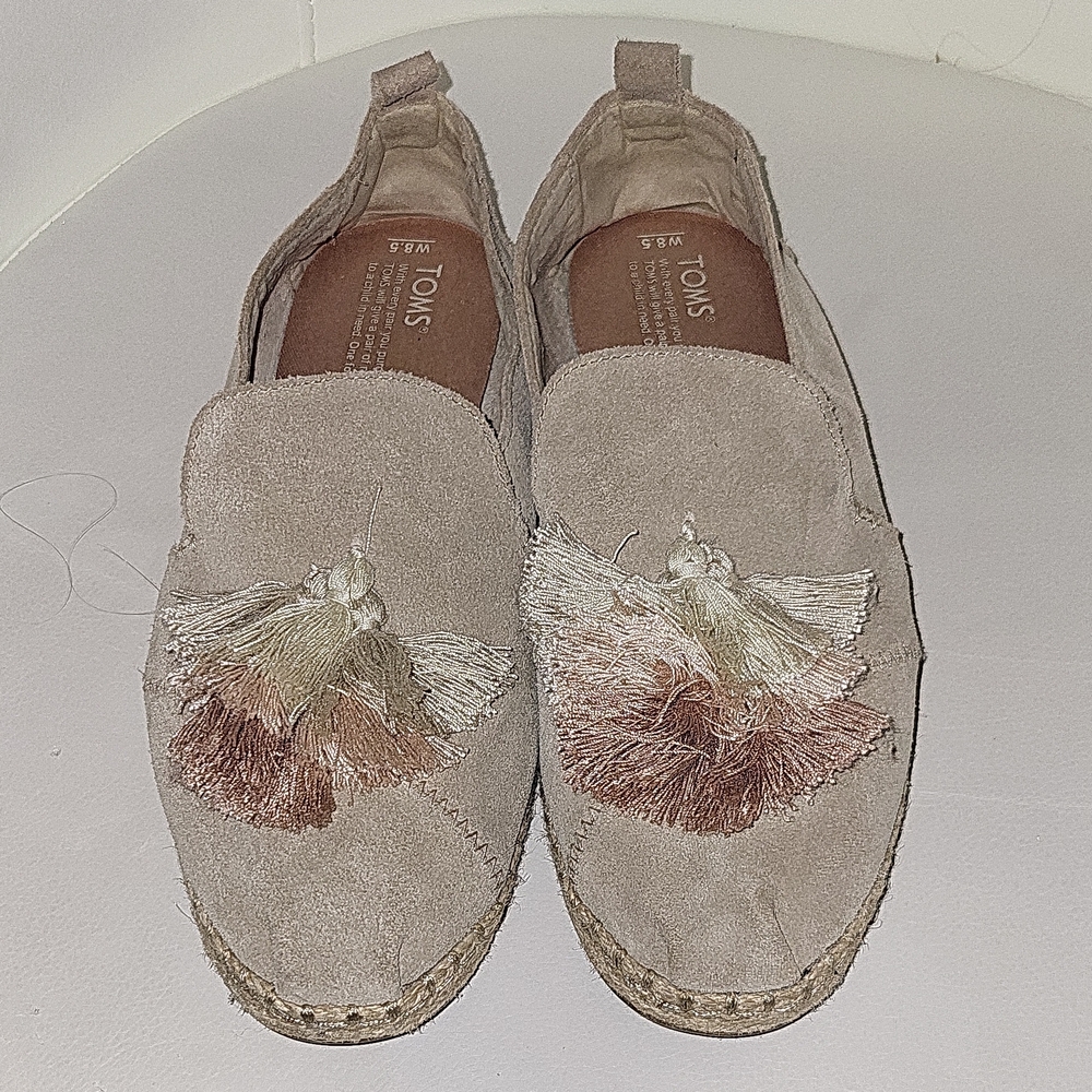 TOMS Women's Suede Espadrilles - Beige and Brown